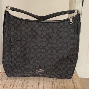 Coach black canvas hobo bag!